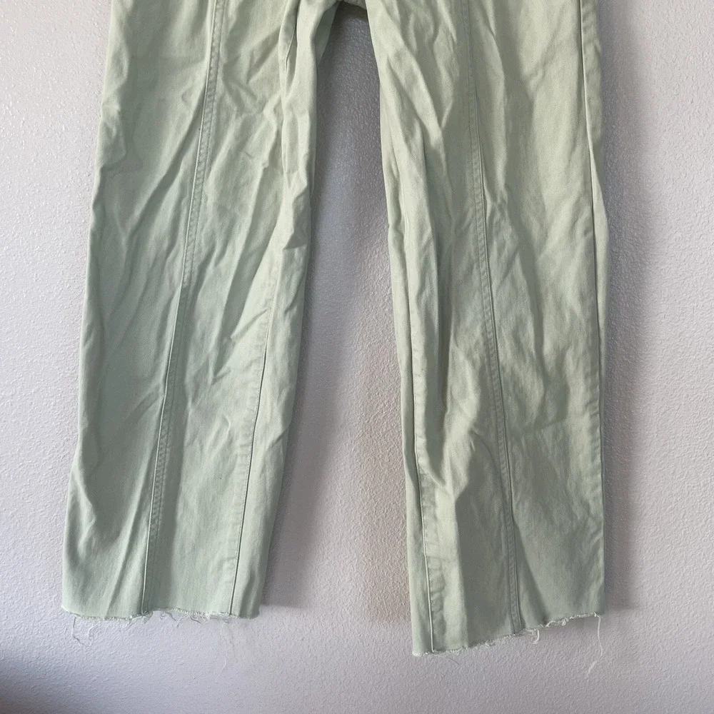 Forever 21 Light Green High Rise Wide Leg Casual Pants Women's‎ XS Fray Hem